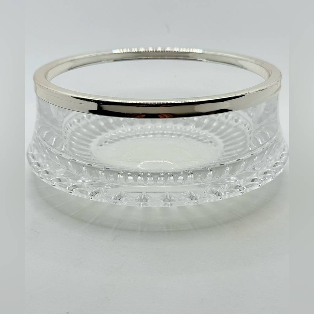 Vintage Gorham Full Lead Crystal Lyric Collection 6" Bowl with Silver Plated Rim
